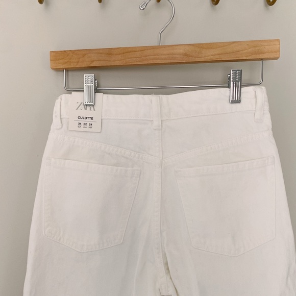 Zara white crop jeans / culotte - Picture 6 of 7
